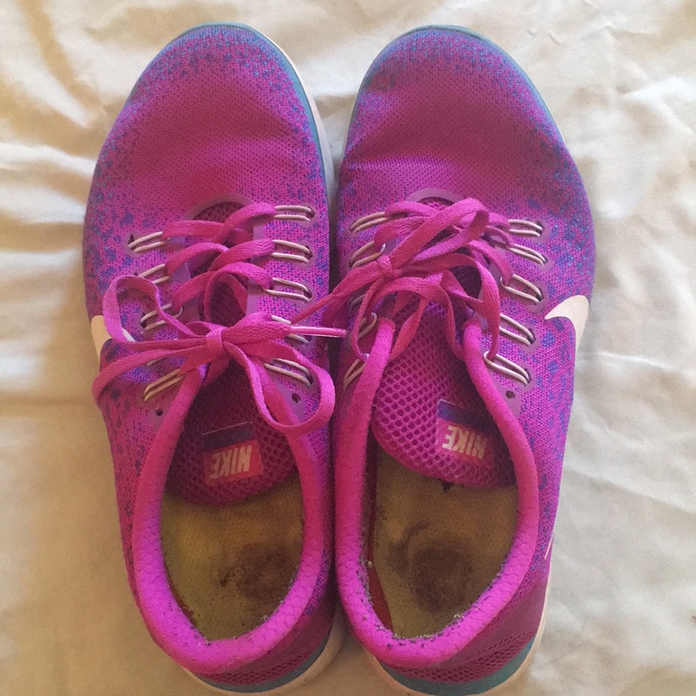 Neon purple and blue Nike’s